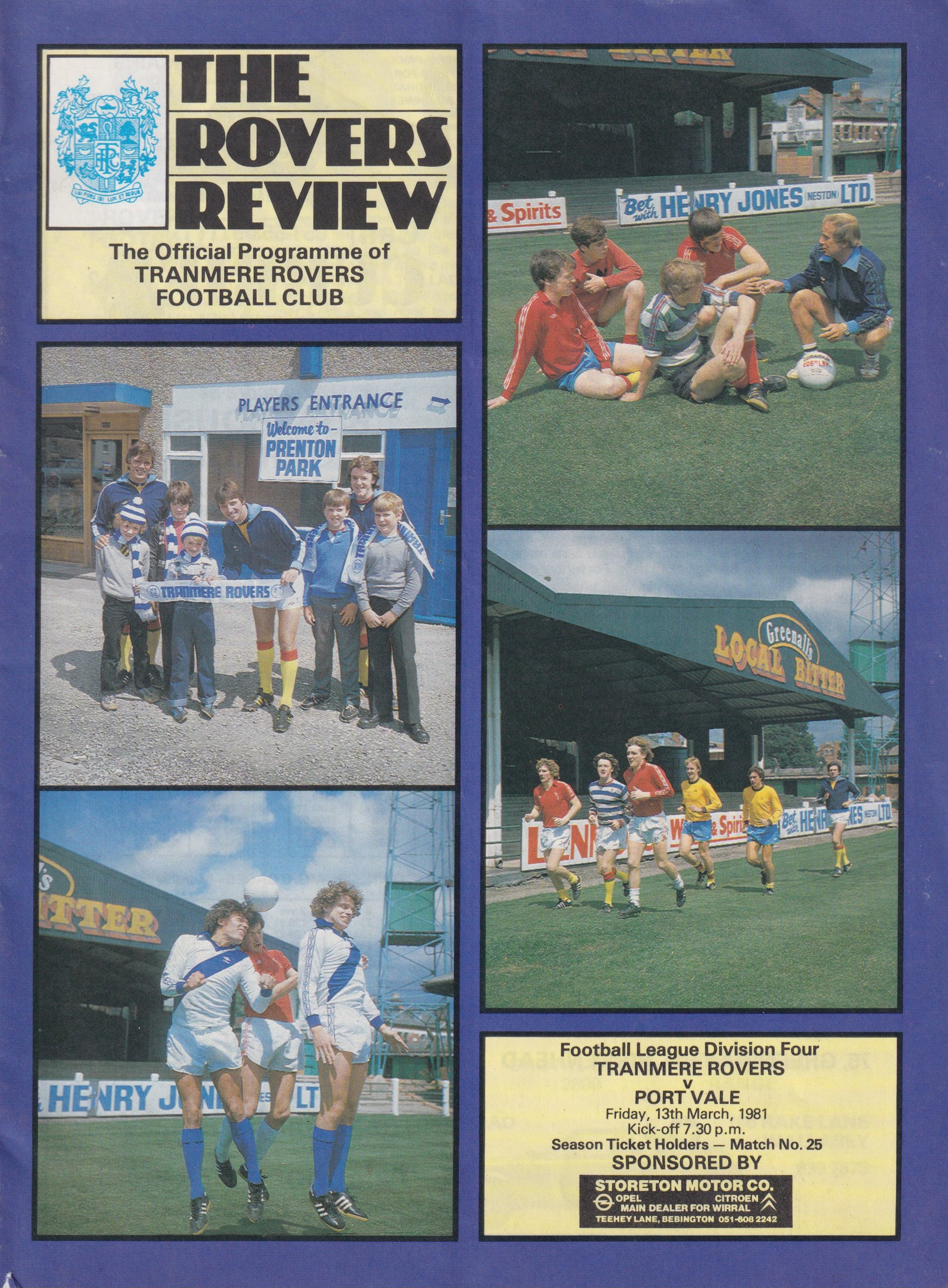 Tranmere Rovers v Port Vale match programme